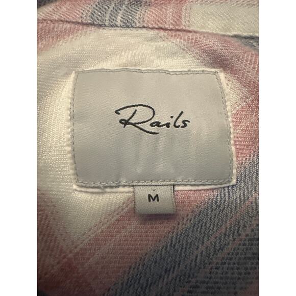 Women M Rails Hunter White Peony Rayon Long Slv Button-Up Blouse Shirt Top - Picture 6 of 7